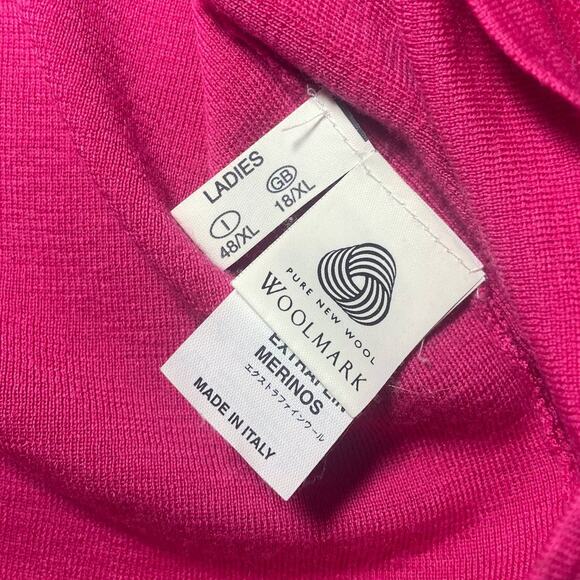 Fabiana Filippi Sweater 100% Extra Fine Merino Wool Hot Pink Italy XL (AS IS) - Picture 6 of 11